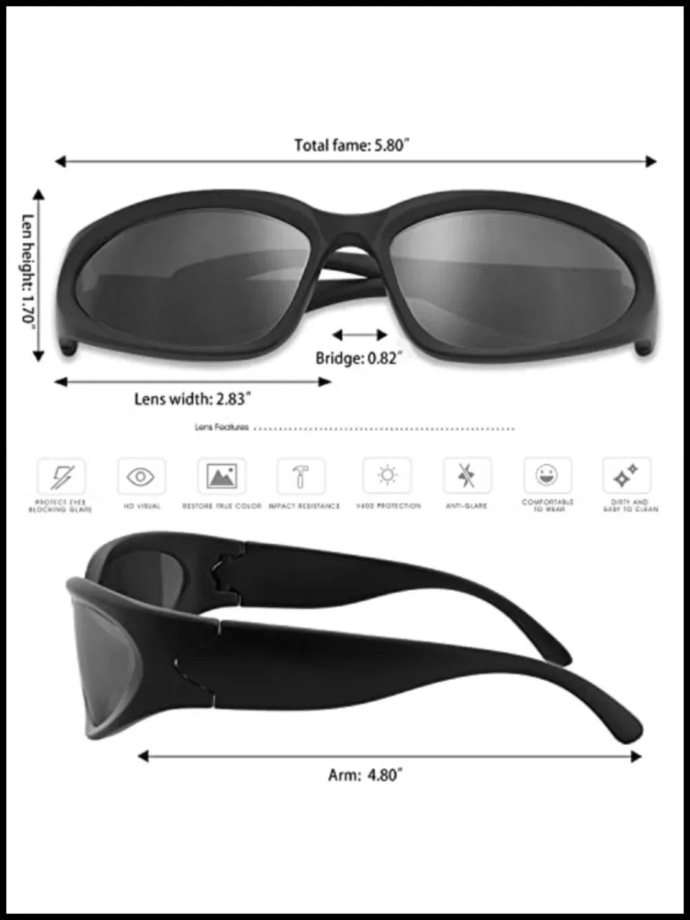 2 Pair Y2K Wrap Around Sunglasses Sports Futuristic Oval Shades UV400